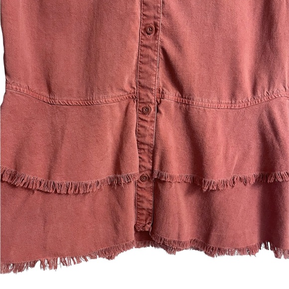Anthropologie Cloth & Stone Ruffle Hem Button-Down Top Size XS - Picture 5 of 7